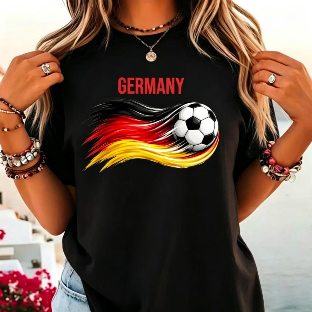 Germany Soccer Brush Stroke German National Flag Graphic TShirt Soccer Part Supplies Clothing Soccer Fans Men Women Cotton Tops