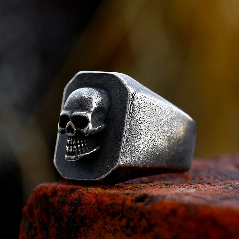 Vintage Punk Stainless Steel Skull Rings For Men Gothic Punk Horror Skull Rings Hip Hop Men Motorcycle Rock Biker Jewelry Gifts
