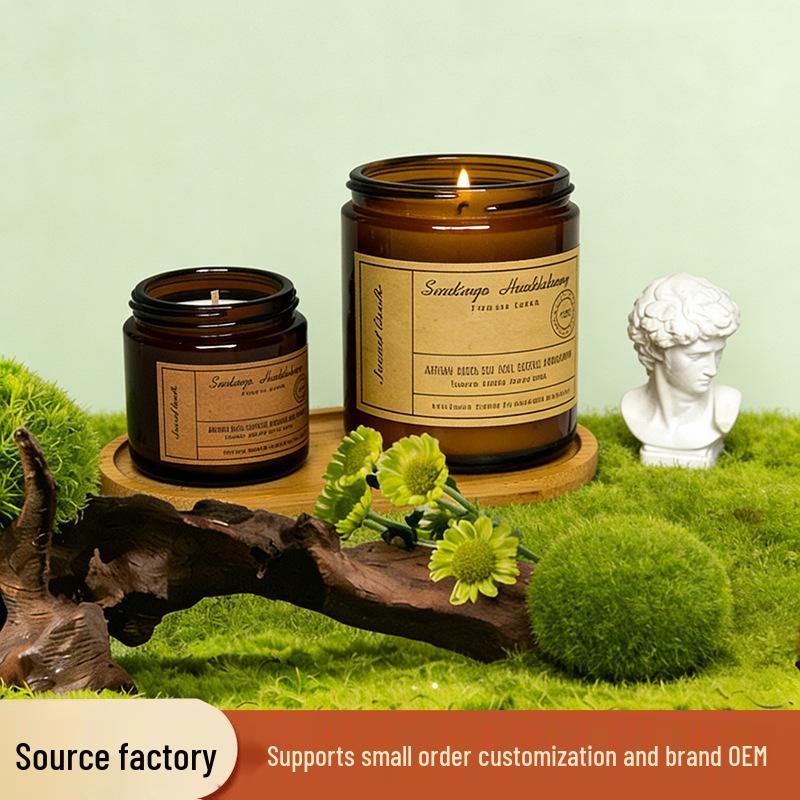 Brown Soy Wax Aromatherapy Candle with Essential Oil Fragrance Tuberose