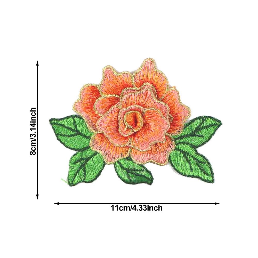 11CM Red Blue Purple Peony Flower Sew Iron On Patches Embroidered Badges For Dress Clothes DIY Wedding Appliques Decoration