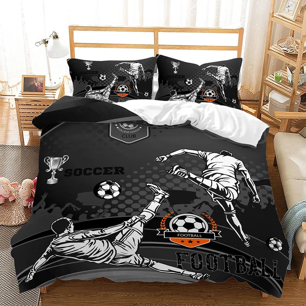 New 3D Soccer Bedding Set Popular Football Soft Microfiber Bed Linen With Pillowcase Queen King Single Size Duvet Cover Sets