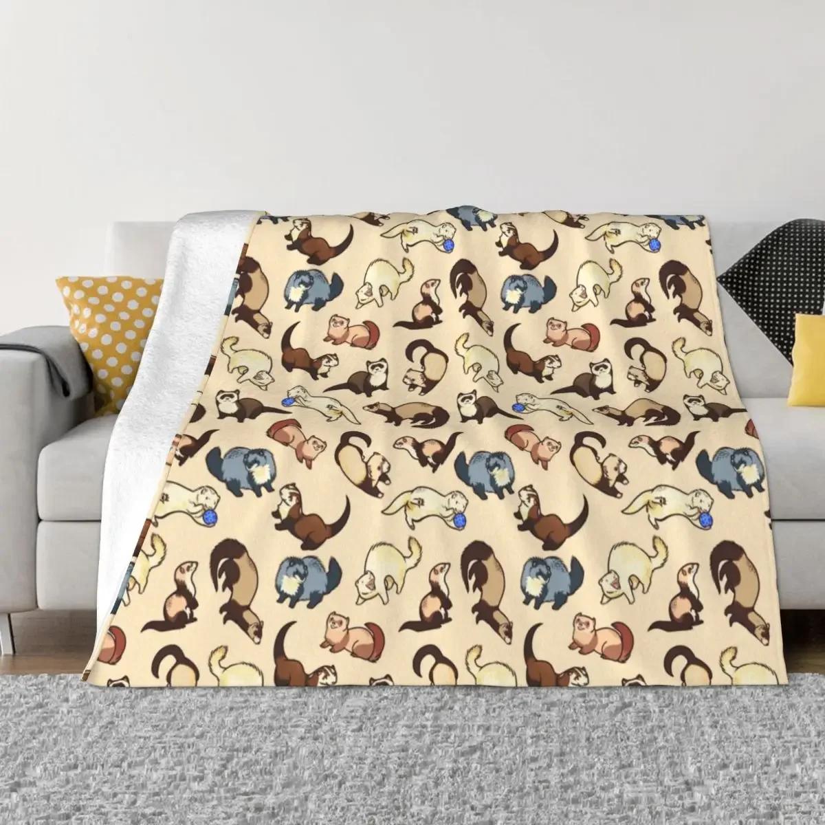

Ferret Animal Blankets Fleece Summer Autumn Winter Wildlife Rodent Weasel Soft Throw Blanket for Bed Outdoor Rug Piece 100cmx150cm
