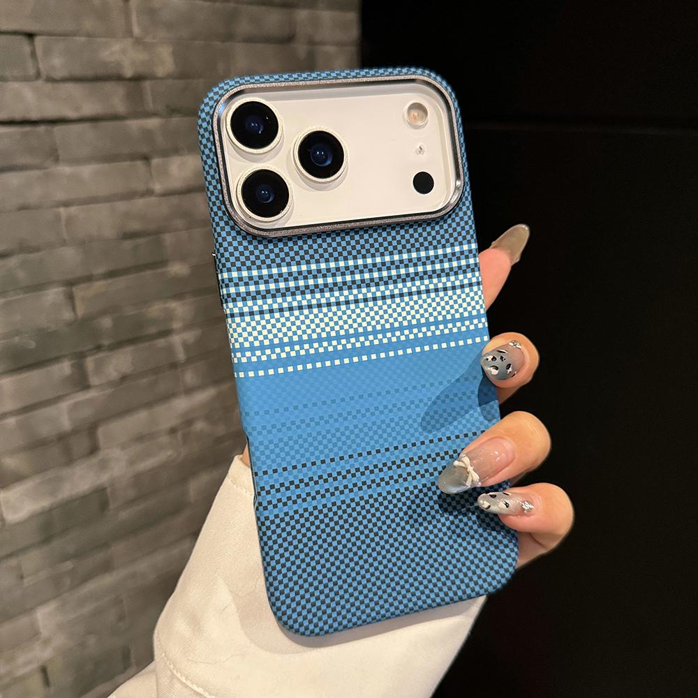 Luxury Premium Carbon Fiber Case For iPhone 17 Air 16 15 14 Pro Max Plus For Magnetic Patterned Alloy Lens Frame Protect Cover