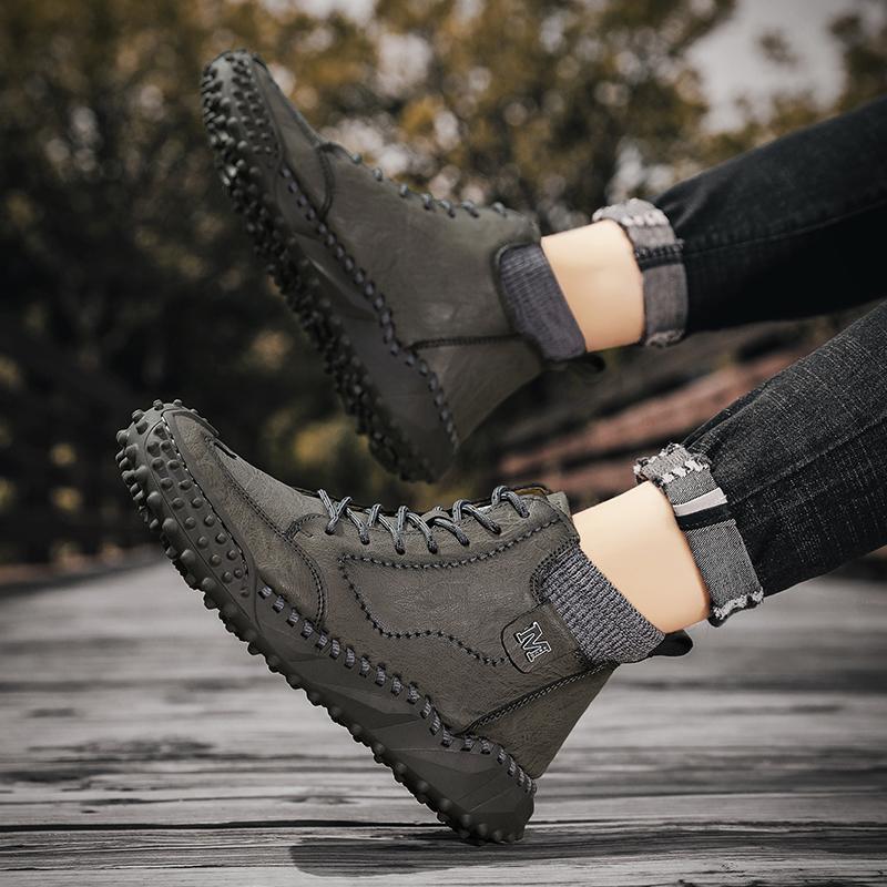 Freizeitschuhe für Herren, modisch, bequem, handgenähte Schuhe für Herren, mit Baumwolle gepolstert, weicher Freizeitschuh für alle vier Jahreszeiten, große Herrenstiefel