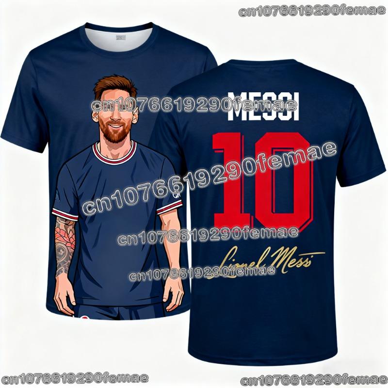 MESSI Superstar Graphic Print Football T-shirt 2026 Summer Men’s Fashion Commemorative Jersey Style Casual Sports Top