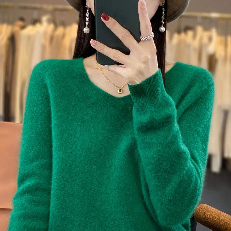 Dámský kašmírový svetr Kašmír Qinghe 30% kašmír 70% vlna podzimní a zimní pulovr hřejivý a módní