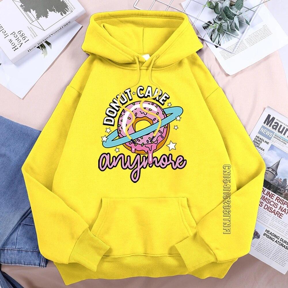 

Donut Care Mararon, милая женская толстовка с графическим рисунком, Harajuku, винтажные толстовки с принтом, негабаритная толстовка в стиле хип-хоп, модная женская уличная одежда 4XL
