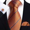 2025 Men's Retro Stripe Solid Tie, Pocket Square & Cufflinks Set