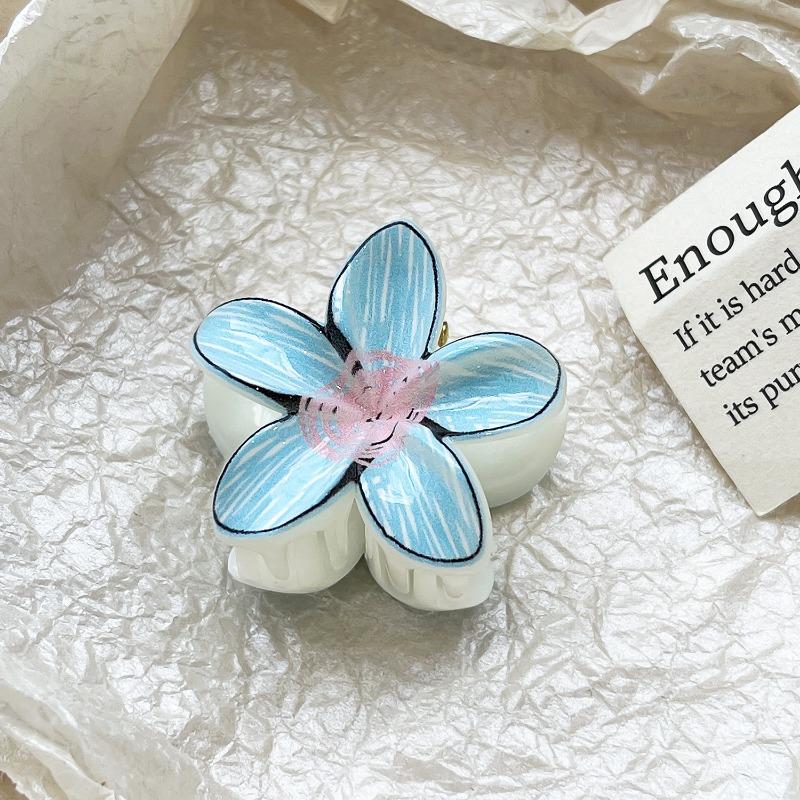 Romantic Frangipani Hair Clips with Printed Hairpins and Flower Hairpins for The Back of The Head