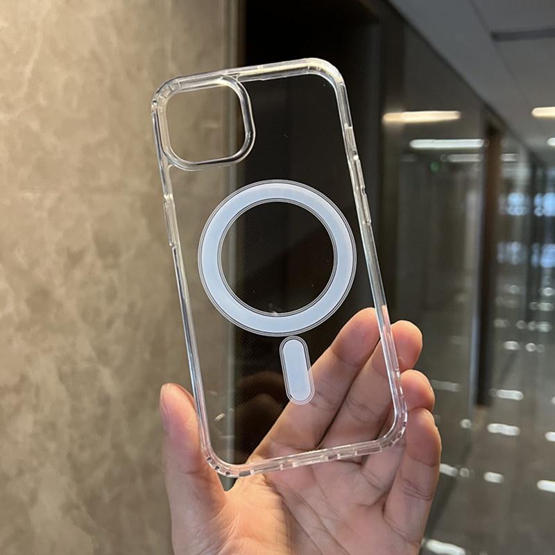 Crystal Clear Hard Acrylic Wireless Charging Magnetic Case Compatible For iPhone Air 11 12 13 14 15 16 17 Pro Max 14 Plus