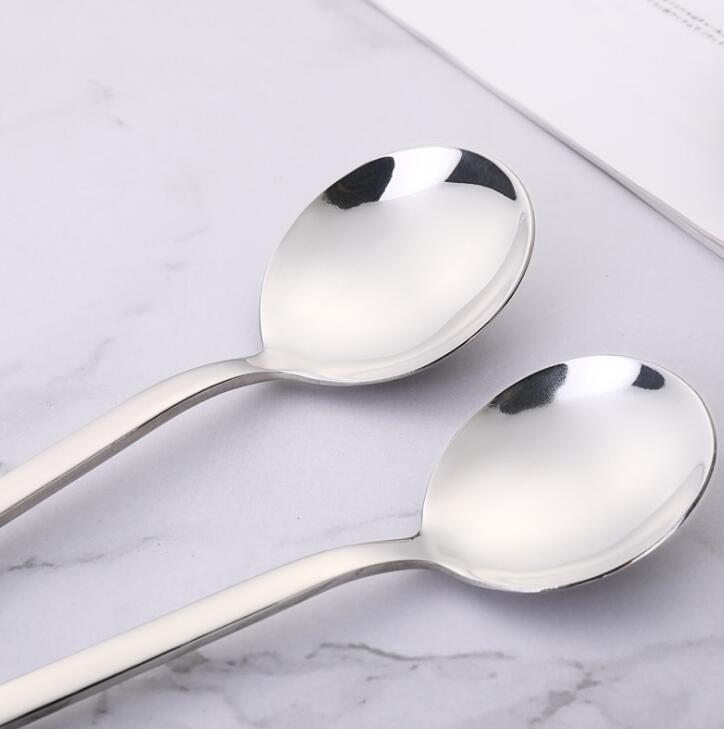 Round Stainless Steel Spoon With Long Handle Ice Ceram Spoon Coffee Tea Spoon