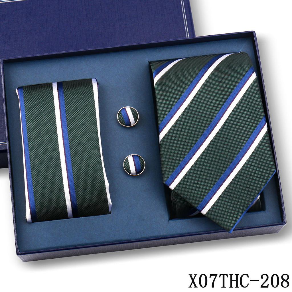 Tie Square Cufflinks 3-Piece Suit Retro Striped Hand Tie High-End Gift Box Set
