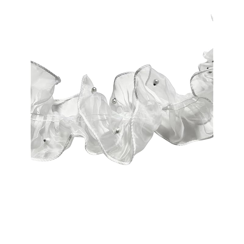 

[seven the world] race material white 1m parts style frills handmade chiffon material handicraft dressmaking