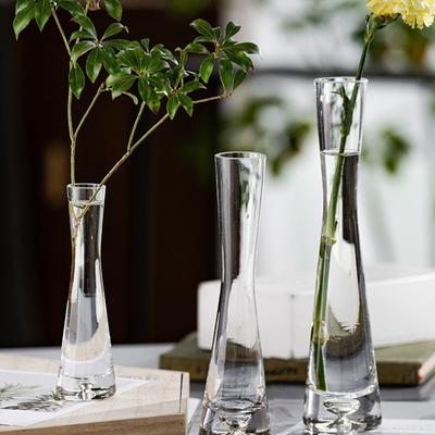 Creative European Style Transparent Glass Slanted Mouth Artistic Simple Vase Hydroponics Plant Flower VaseTable Home Decor