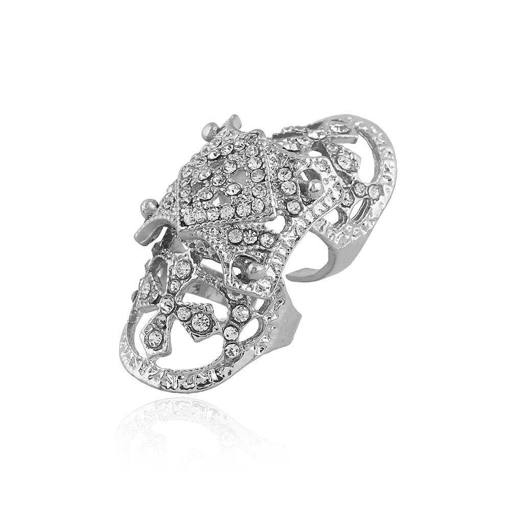 Jewelry European And American Trendy Style Diamond Cross Joint Armor Ring