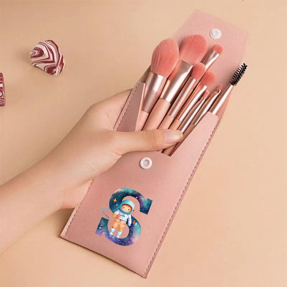 Premium Makeup Brushes Kit 8 Pieces Portable Blush Concealer Eyeshadow Brushes Synthetic Bristles Astronaut Letter Pattern