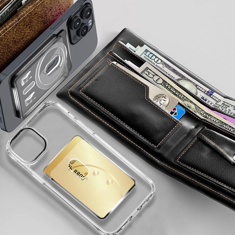 For Magsafe Transparent Magnetic Wallet Clip Phone Back Sticker For Iphone12Pro 13 14 Pro Max Macsafe Card Bag On Sleeve