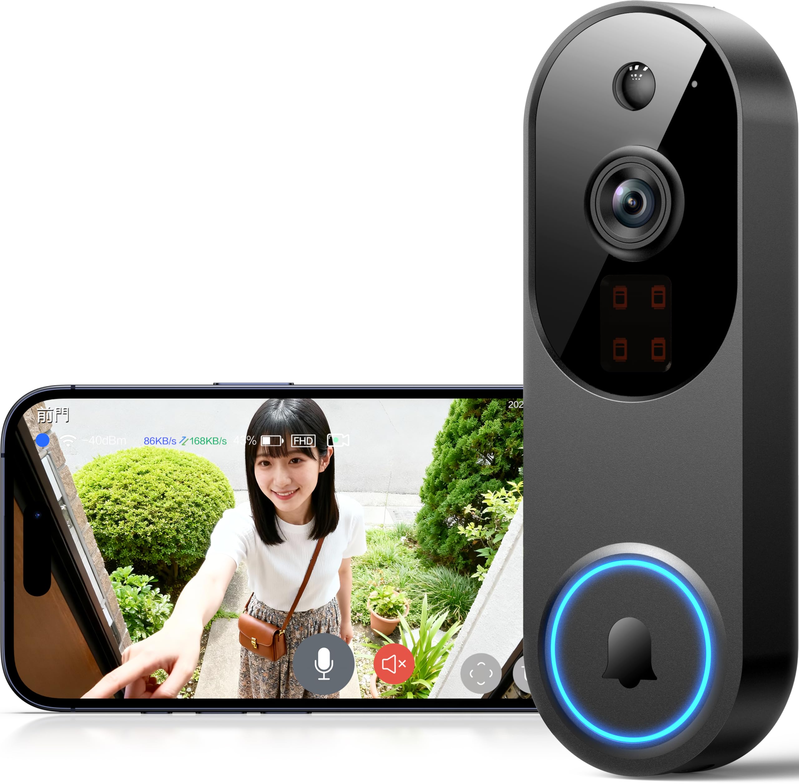 

2K Intercom Doorbell Wireless No Installation Required Camera Wireless Connection USB Charging Smartphone Connectivity Night Vision Smart Doorbell Vid