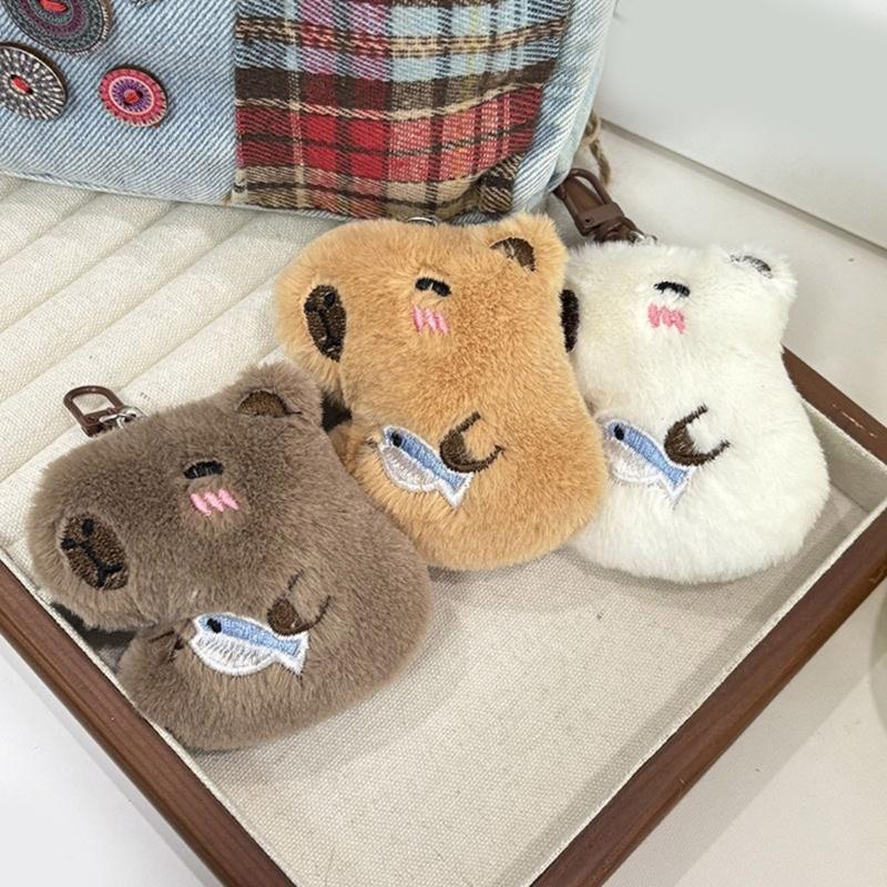 Lovely Capybaras Sturdy Plush Key Holder Accessory with Elegant Color Detachable Costume Pieces for Personalization