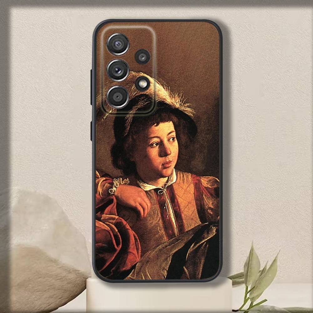 

Art C-Caravaggio Painting Phone Case For Samsung S 25,24,23,22,30,21,10,9,Ultra,Plus,Lite,FE,4,5 G Soft Black Case Samsung S25Plus