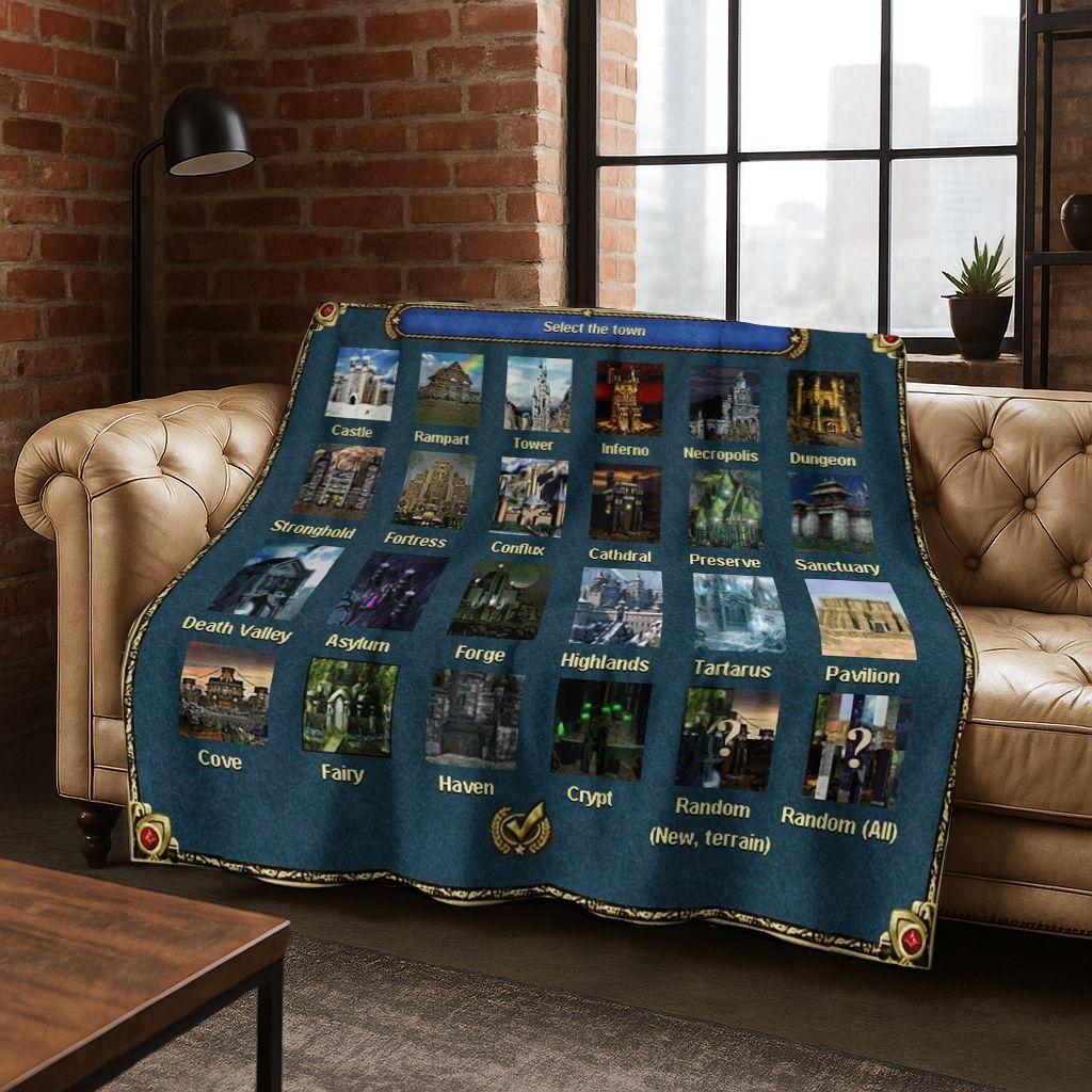 Retro Heroes of Might and Magic Map Games Art Flannel Blanket,Cozy Soft Throw Blanket for Home Bedroom Bed Sofa Cover Gift kids
