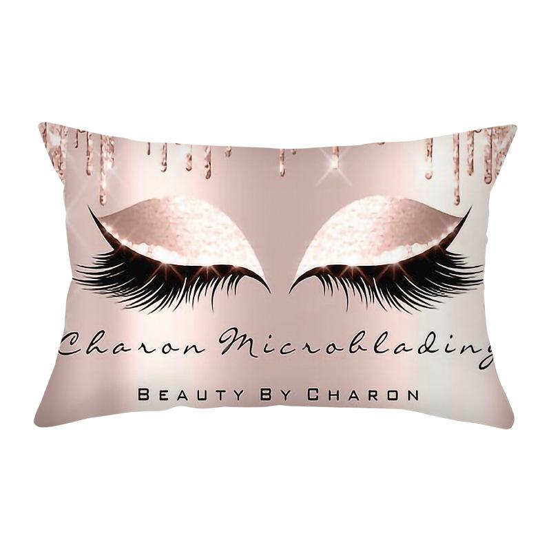 Peach Skin Waist Pillowcase Eyelash Print Cushion Cover Sofa Office Cushion Cover