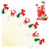 100Pcs Christmas Disposable Bamboo Skewers Santa Xmax Tree Fruit Fork Buffet Dessert Cocktail Sticks Christmas Decoration