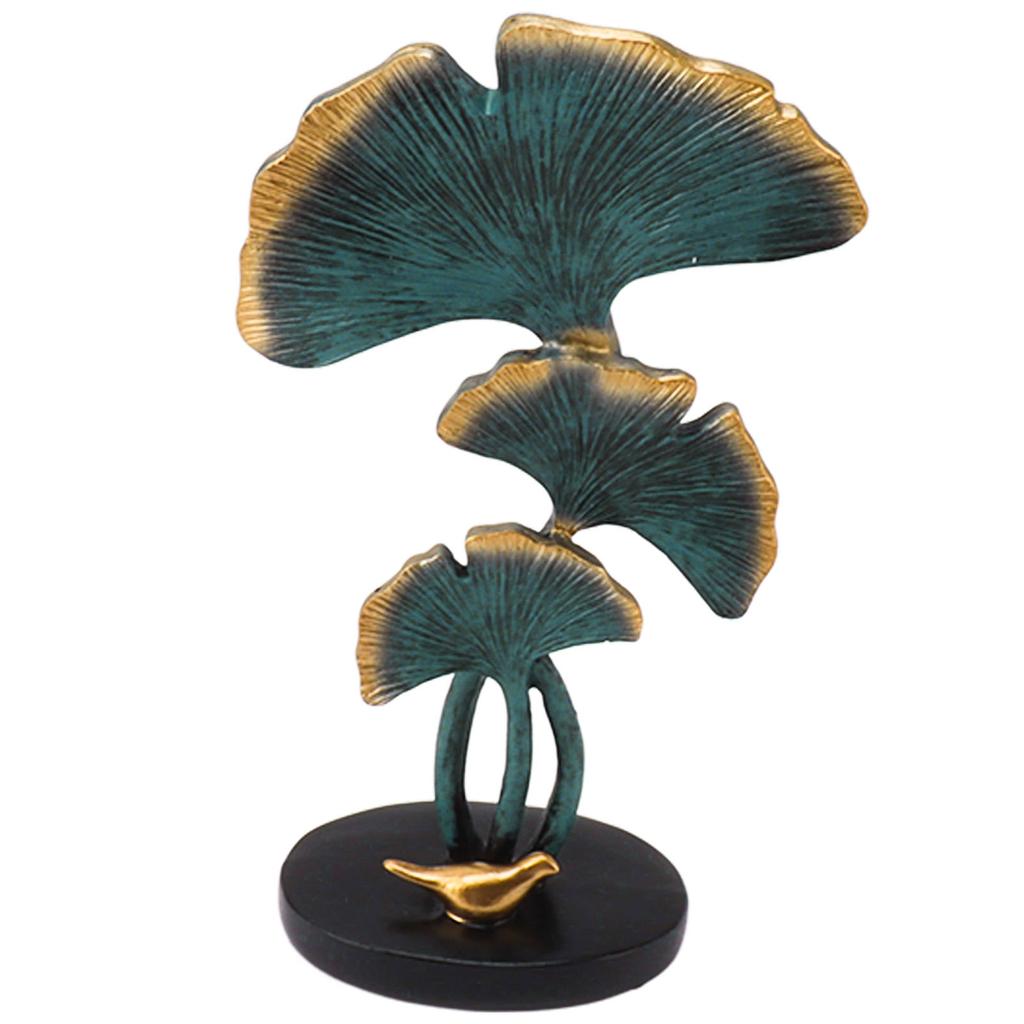 Resin Nordic Ginkgo Three Leaf Crafts Sculpture European Modern Desktop Ornament Model For Living Room Hallway Home Decoration