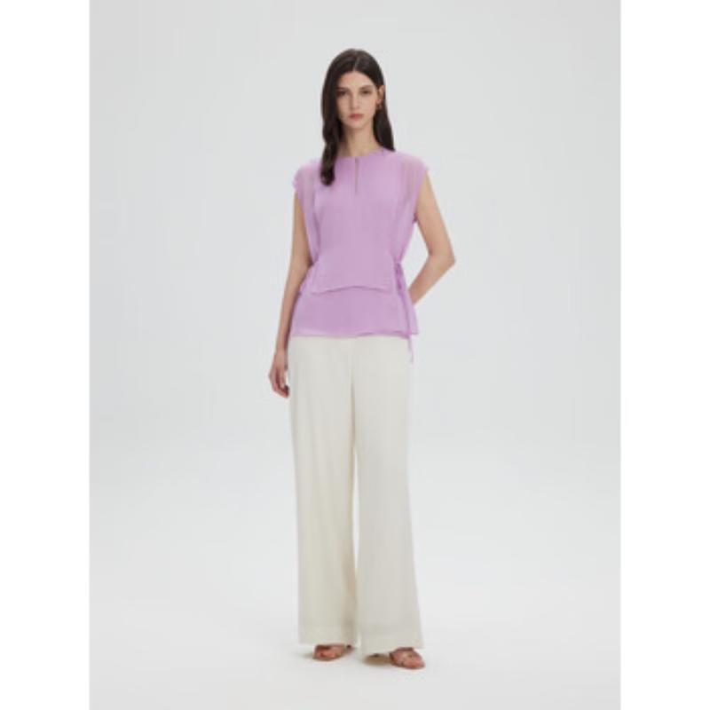 Scofield Women s French Style Relaxed Tie-Front Silk Blouse 165/M