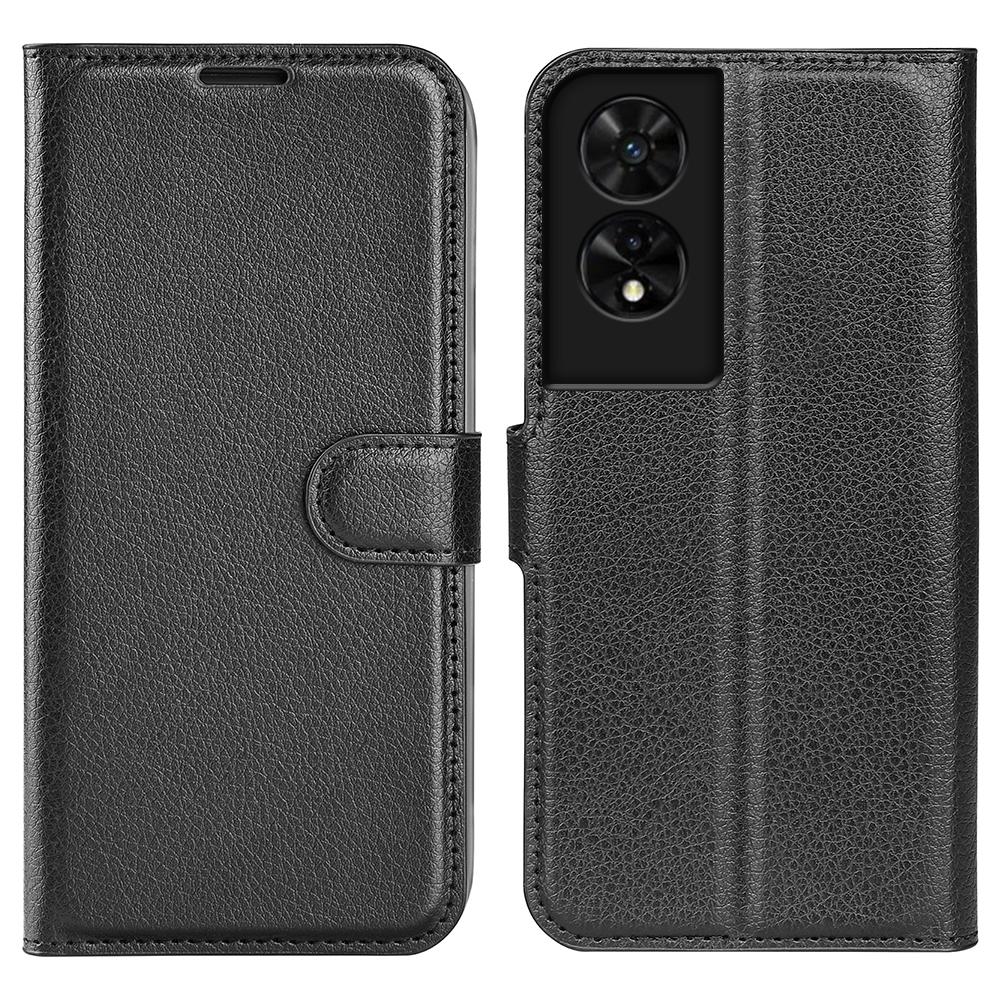 

For TCL 505 Case Litchi Texture Shockproof Leather Wallet Phone Cover Black