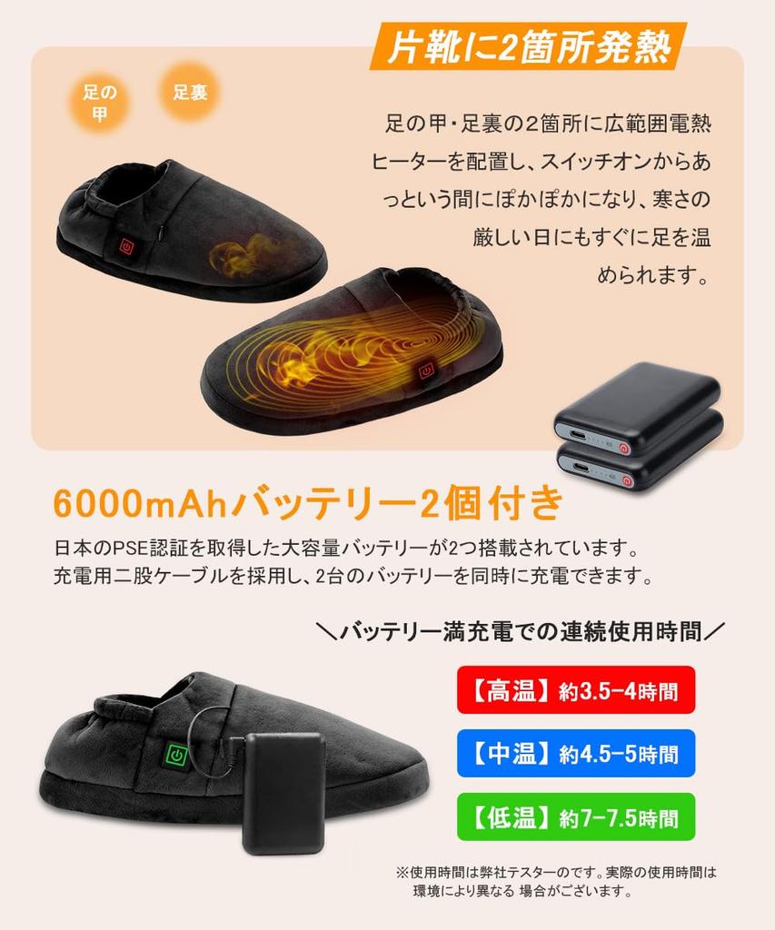 Soribia Elektrische Fußheizung für Innenbereich Schnell mit Zwei 6000mAh Mobil 3 Einstellbare Temperatur Waschbar für Herbst und Winter Hausschuhe, Wärmer, Hausschuhe, Heizung,