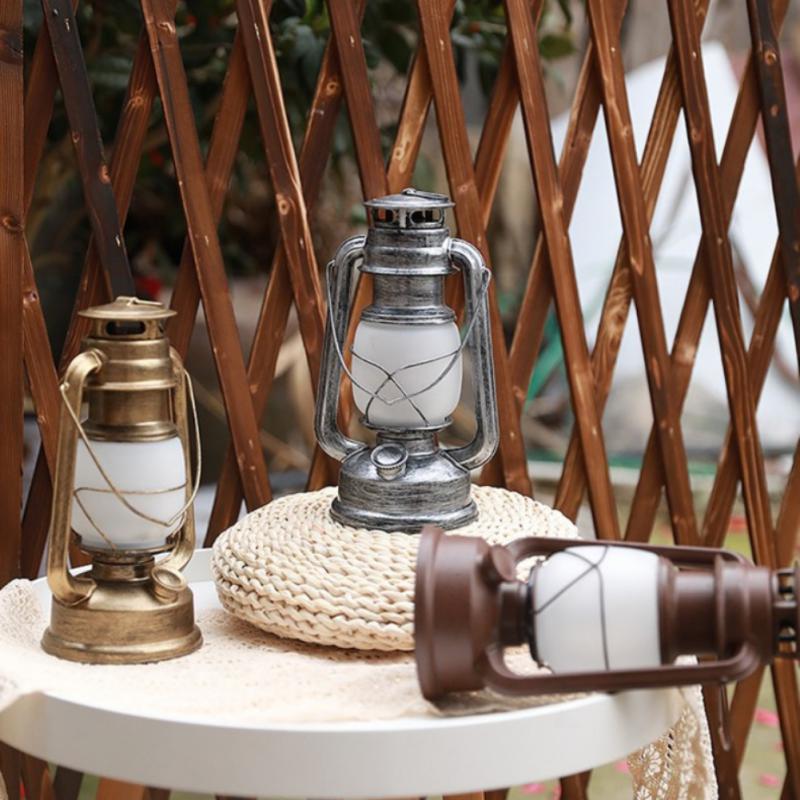 Retro LED Lanterns Hanging Lighting Tent Lamp Portable Outdoor Camping 3AABattery Powered LED Table Lamp Travel  Equipment