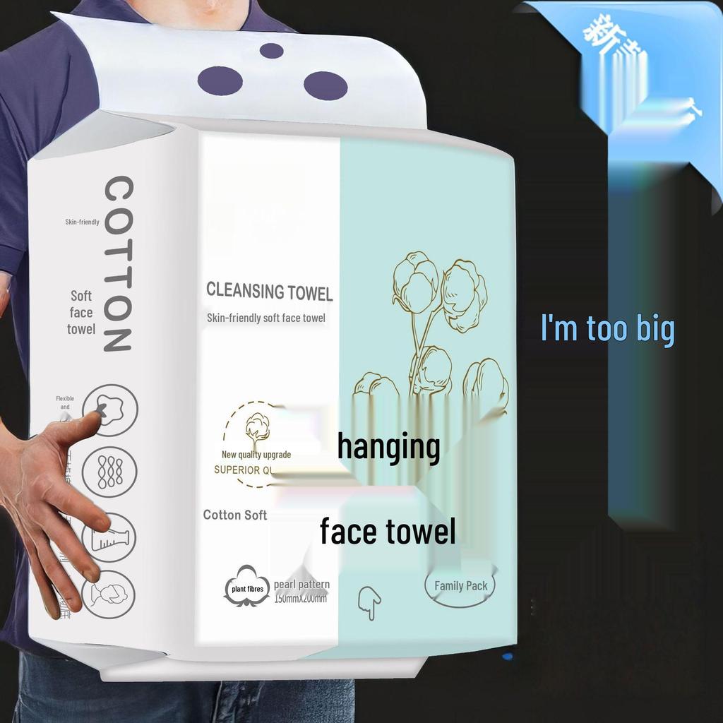 Hanging Disposable Face Towels, Large Family Pack - Soft Cotton, Salon Style, Bottom Draw Design