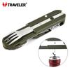 Traveler Multitool K607 Knife, Spoon, Fork, Corkscrew, Bottle Opener, with Case