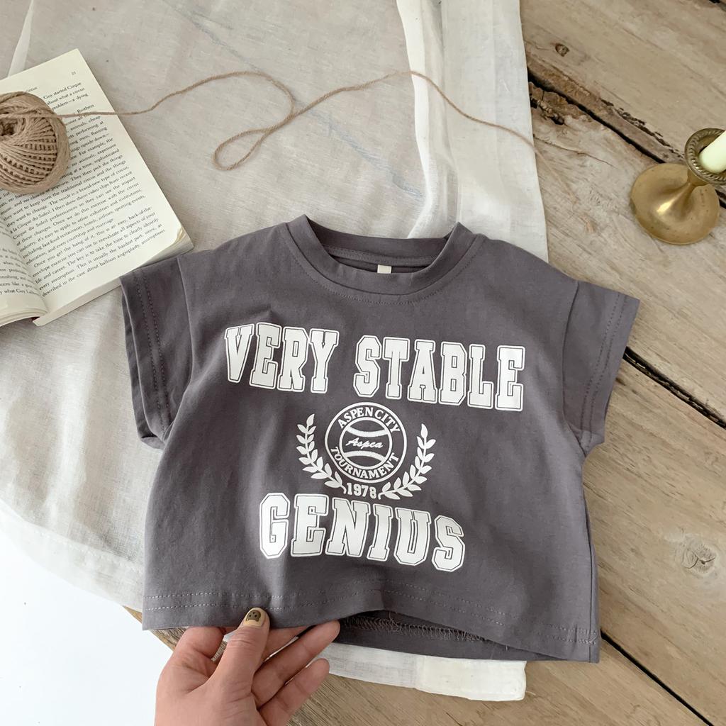 Dzieci Chłopiec Moda Litera T-shirt Wszechstronne T-shirty na przód ramię Dziewczynki Wysokiej jakości bawełna Cienkie Wygodne Wciągane Bluzki