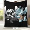 Kawaii S-Stitch Cartoon Flannel Blanket,Ultra Soft Warm Plush Throw for Home Bedroom Bed Sofa Cover Camping Picnic Gift Kids