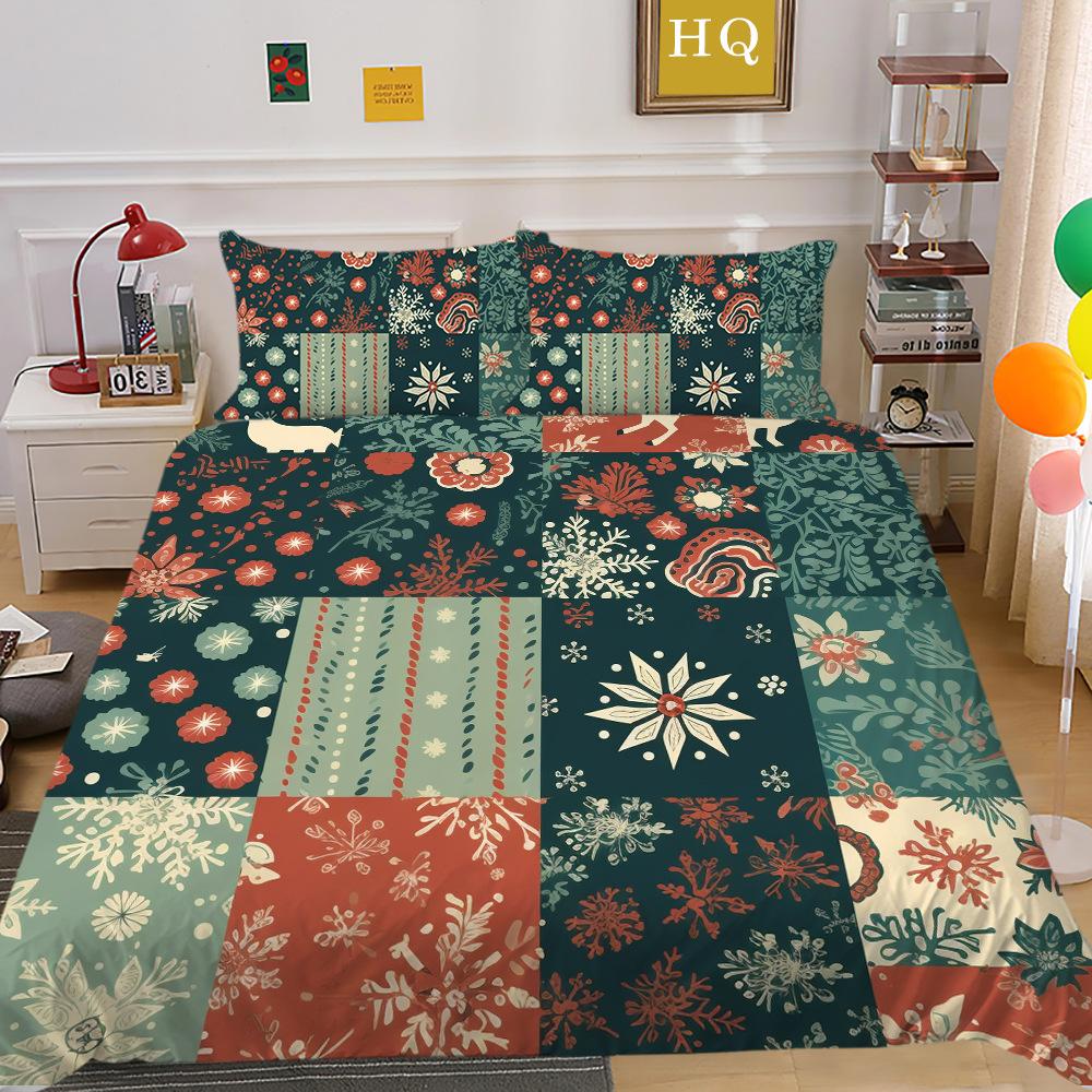 Christmas Printing 3D Printing Polyester Pillowcase Quilt Cover Two Or Three-Piece Set