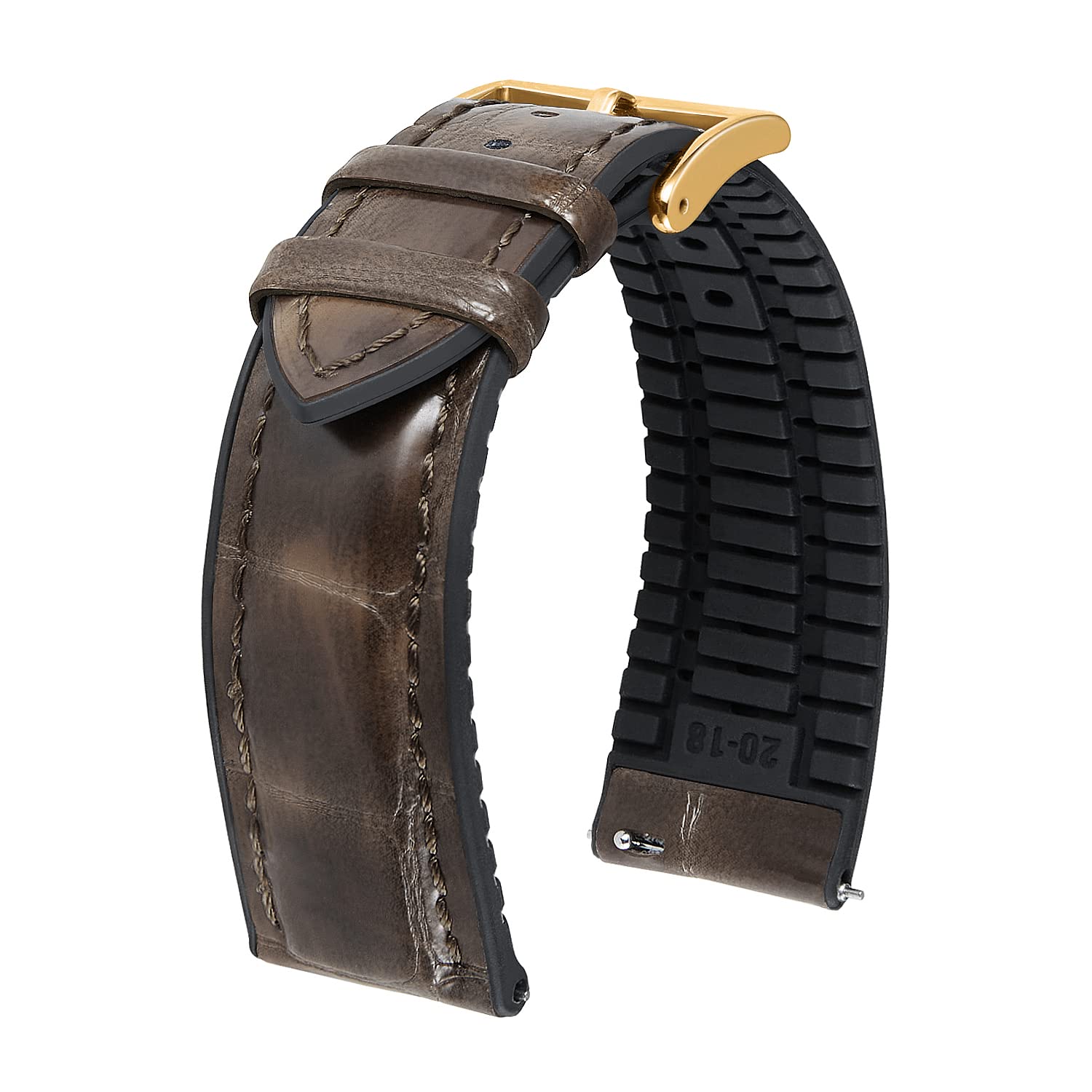 

[BINLUN] Leather Watch Band, Quick Release Leather Watch Band, Alligator Pattern Watch Band, Inner