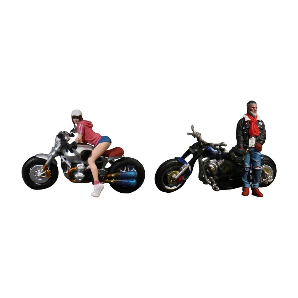 1:64 Miniature Figure Motorcycle Rider DIY Projects Painted Ornament Diorama