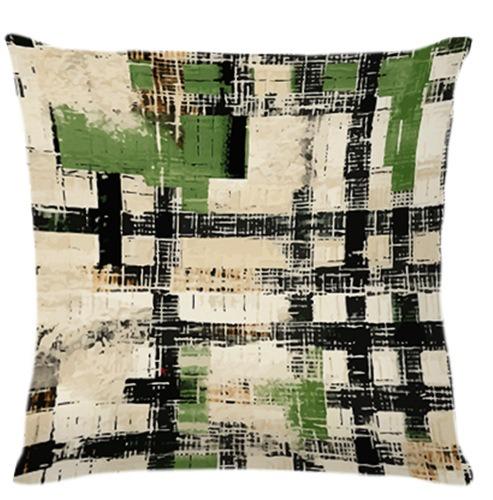 Green Plaid Simple Print Home Decor Pillowcase Bedroom Living Room Sofa Decoration Polyester Cushion Cover With Zipper