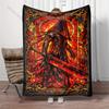 Multiple Sizes Red Warrior with Sword Print Blanket Warm Soft Fluffy Kids Adult Sofa Bed Throw Blanket Outdoor Travel Camping