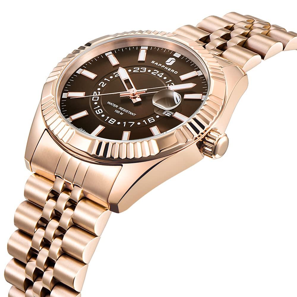 Watch 10 ATM Water Resistant Japanese Movement Analog Watch Simple Gift Business Date Display Quartz Stylish Popular Ranking Study Lightweight Rose