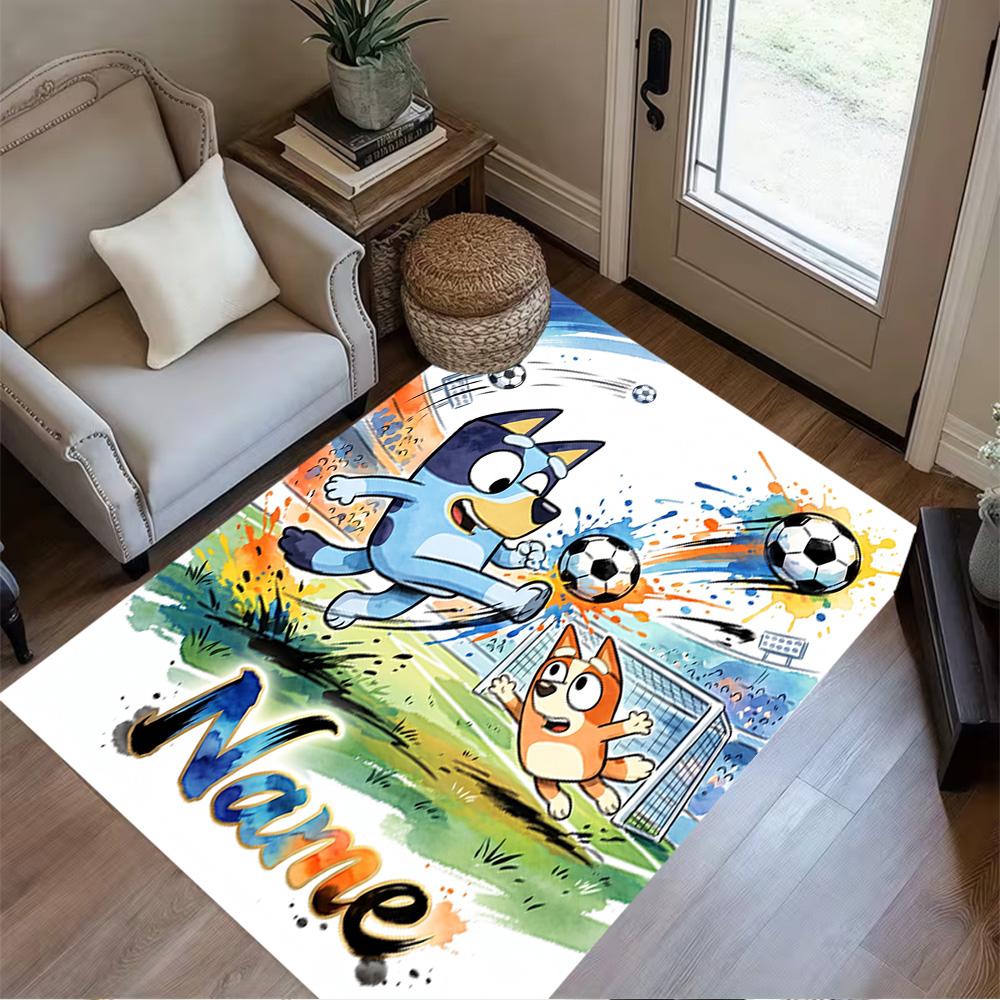 Bluey's Christmas Adventure Customize Your Name Floor Rug Office Rug Suitable for Study room Decorate room Entryway Foyer Anti-slip Rug