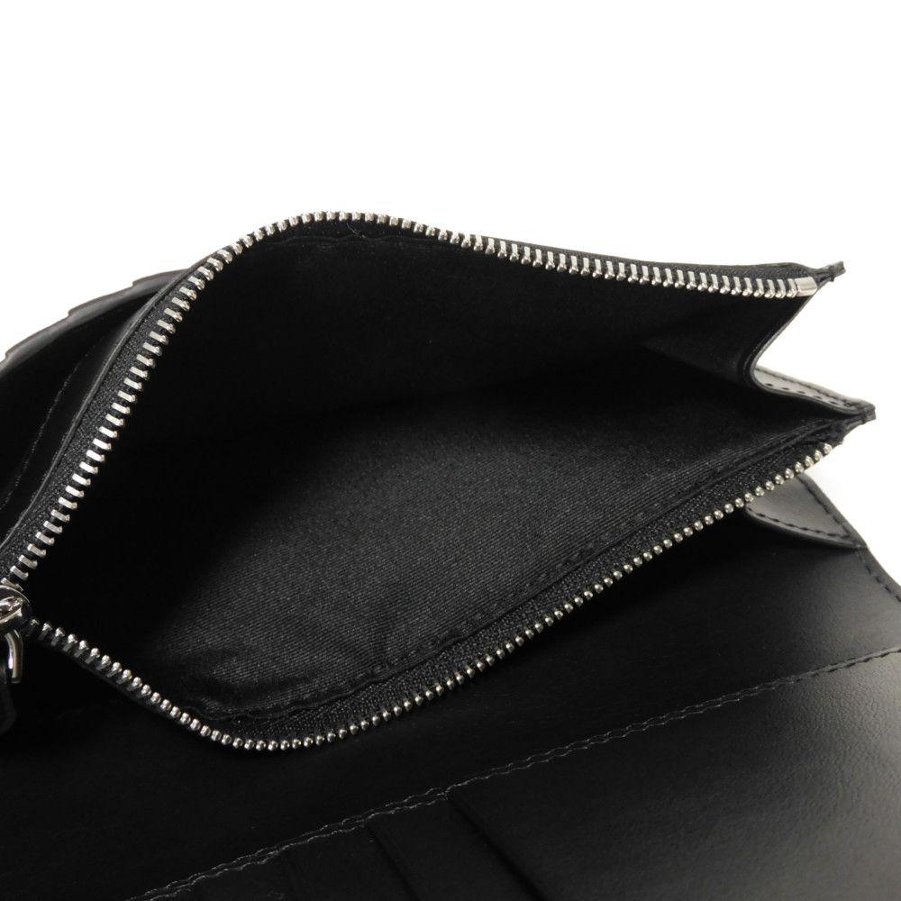 Used 11033 Embossed Check Continental Wallet 8054850 7940 Smooth Calfskin Bifold Unused Logo Foil Stamping Black Men's