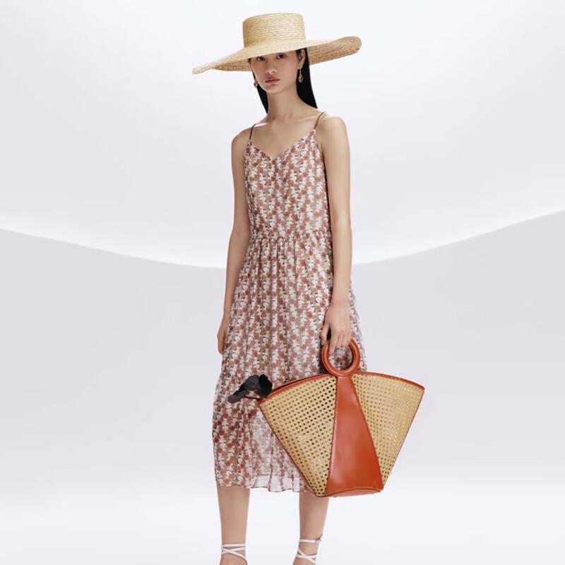 

JESSIE Shirred Strap Floral Print Dress L