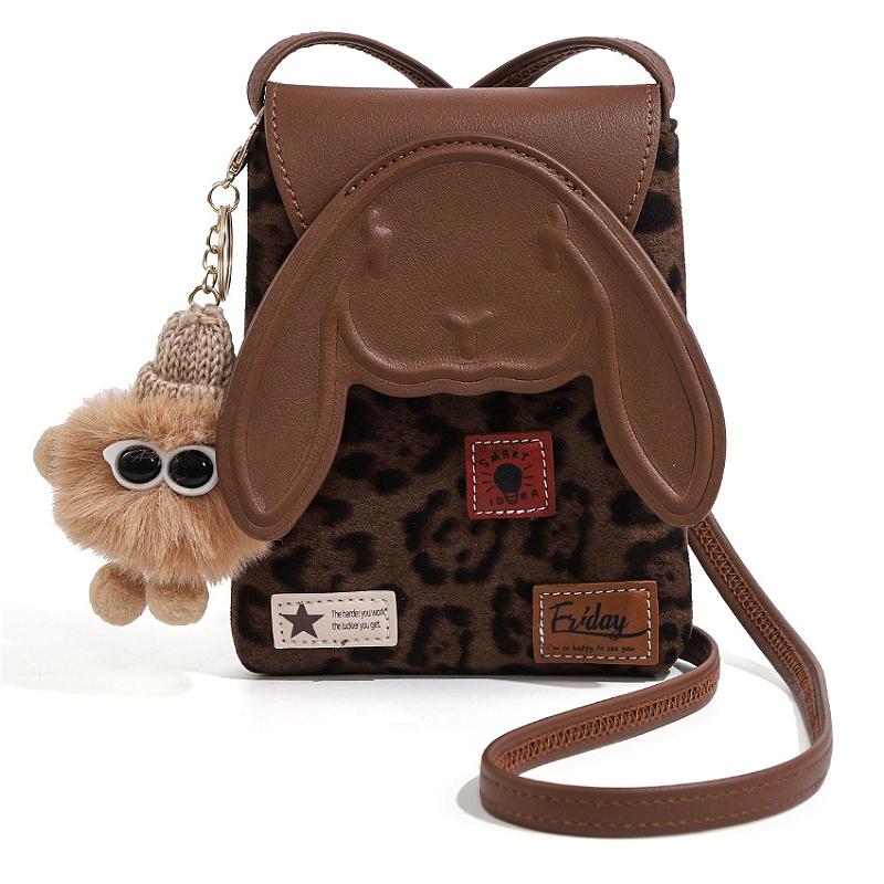 

Women Cute Bunny Ear Crossbody Bag Leopard Print Mini Shoulder Bag PU Leather Flap Messenger Bag Casual Phone Pouch for Girls Ladies