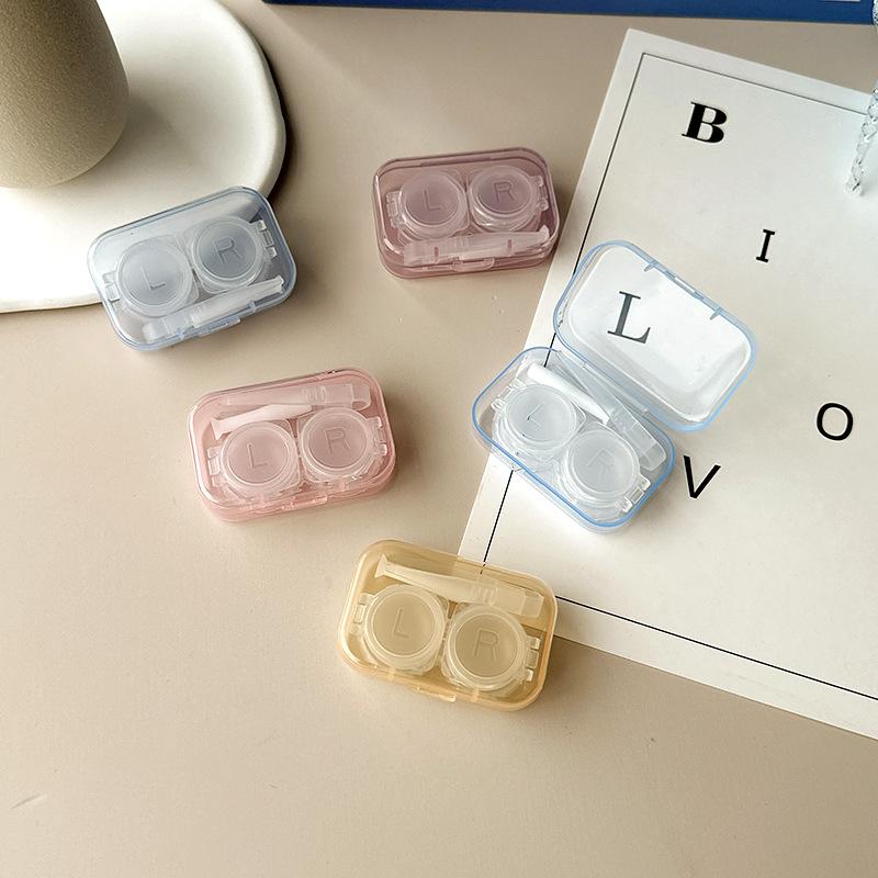 

Contact Lens Cases Pink Transparent Love Bow Contact Lens Case Girl Portable Beauty Pupil Box Storage Eye Care Container Box