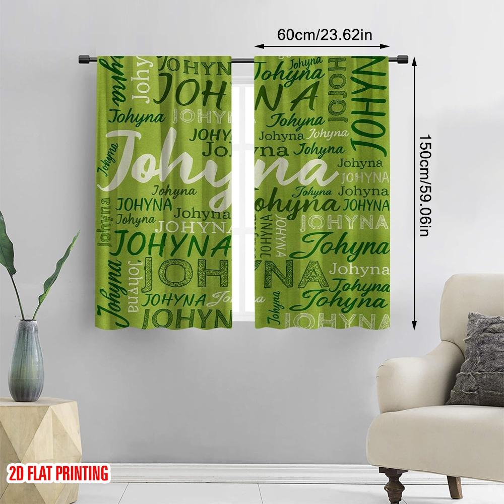 2pcs,2D plane printing Curtains Digital Printed Johyna Collage Versatile Fabric (without rod) Versatile All Use for Season Home