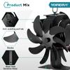 16 Blades Heat Powered Fireplace Fan Double Sided Log Wood Burner Ecological Efficient Home Heat Distribution Quiet Stove Fan
