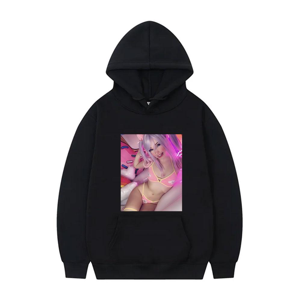 Sexy Belle Delphine Aesthetic Mugshot Hoodie Men's Fashion Casual Oversized Sportswear Unisex Fleece Cotton Long Sleeve Hoody